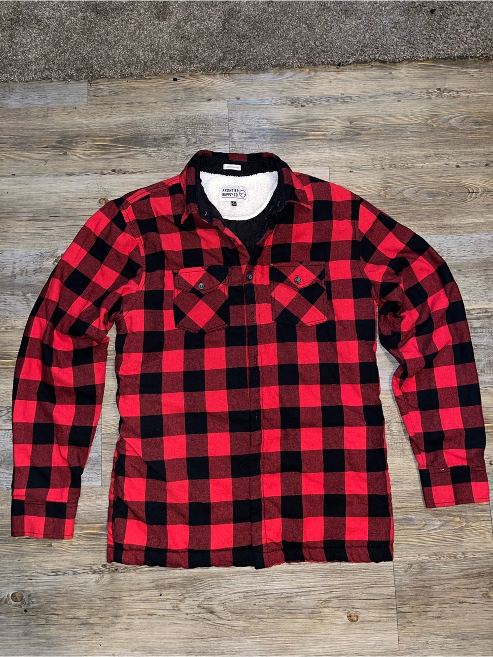 New Frontier Red & Black Buffalo Plaid Shirt Jacket